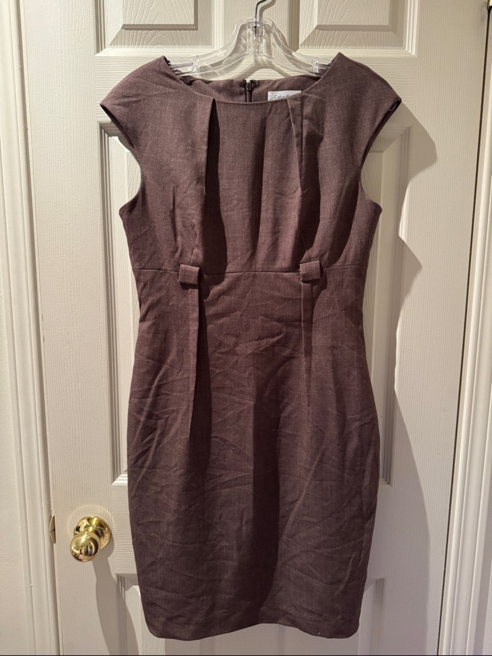Calvin Klein Mauve-Brown Midi Sheath Dress